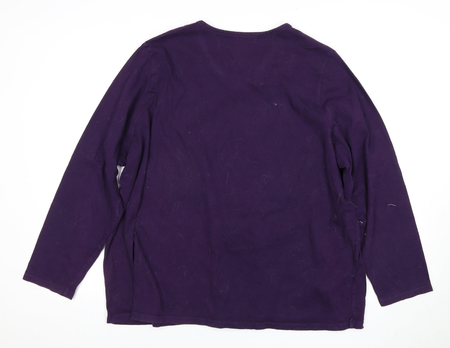 Lands End Women's Purple V-Neck Cotton T-Shirt 2XS