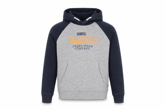 Jack & Jones Boys Grey Blue Pullover Logo Hoodie Size 24