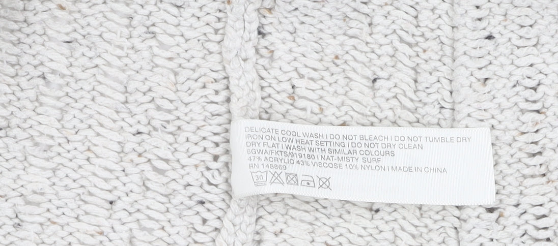 Fat Face Women's Ivory Cardigan, Size 10, Open-Knit