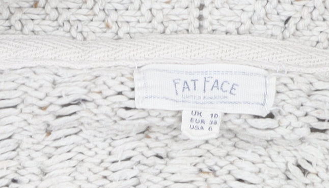 Fat Face Women's Ivory Cardigan, Size 10, Open-Knit