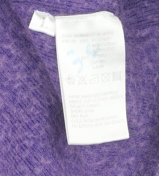 Jacques Vert Women's Purple Blouse L Round Neck