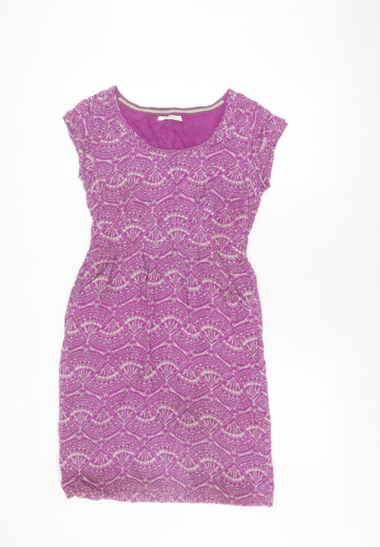 White Stuff Women's Purple Geometric Shift Dress Size 10