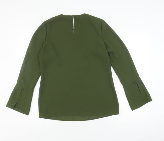 Hobbs Women's Green Blouse, Size 10, Flared Sleeve