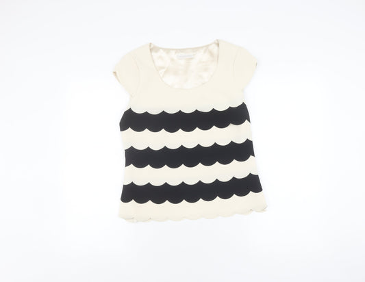 Jacques Vert Women's Beige Black Top Size 8