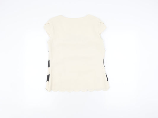 Jacques Vert Women's Beige Black Top Size 8
