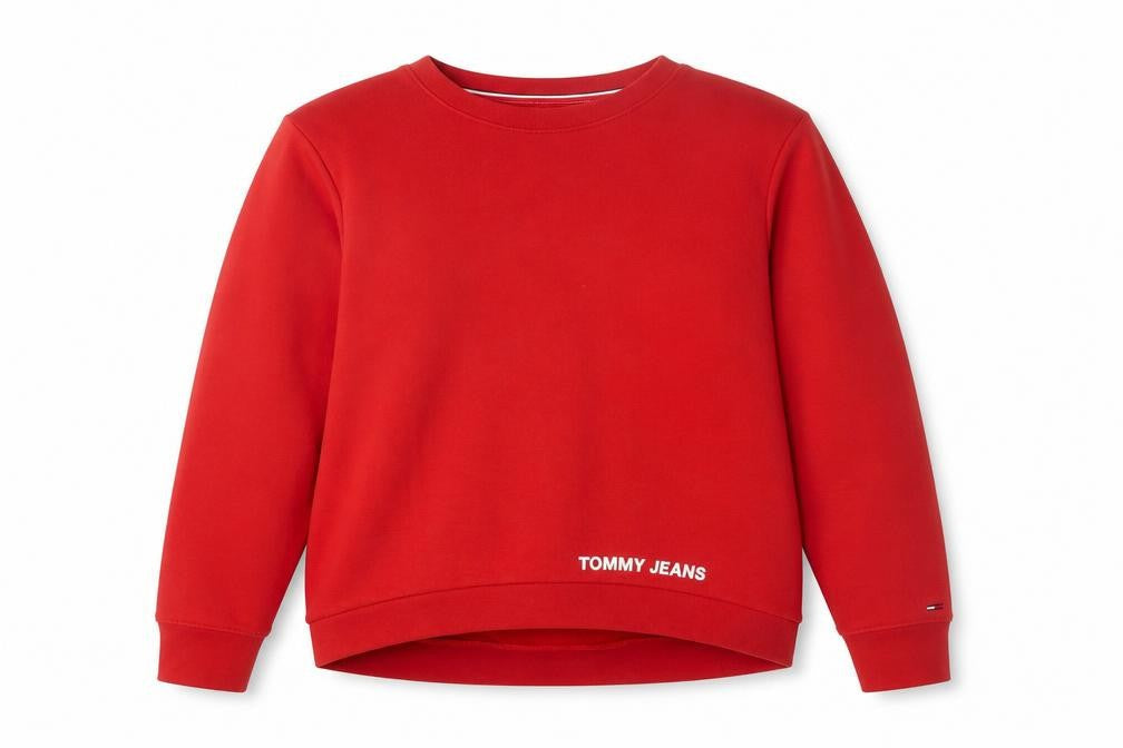 Womens UK L Regular Tommy Jeans Red Pullover Sweatshirt