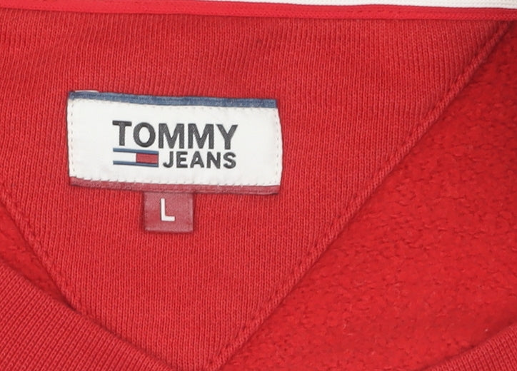 Tommy Jeans Women's Red Pullover Sweatshirt L