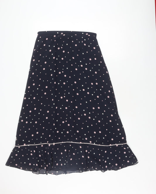 Jacques Vert Women's Blue Polka Dot Knee Length Skirt