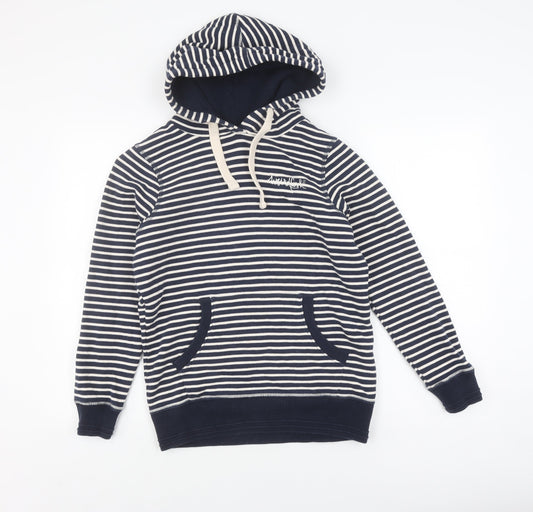Weird Fish Women's Blue Striped Hoodie Size 8