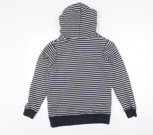 Weird Fish Women's Blue Striped Hoodie Size 8