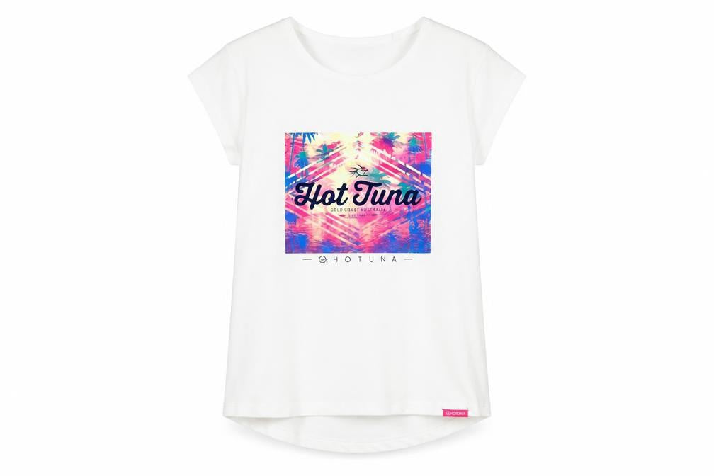 Front view of Hot Tuna girls’ white graphic print t-shirt 9-10 years