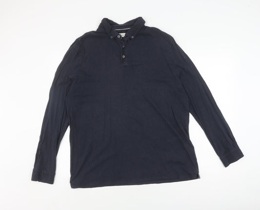 Jasper Conran Men's Black Long Sleeve Polo Size L