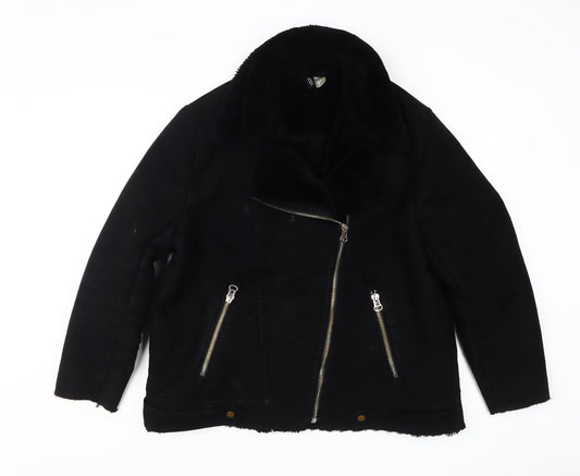 H&M Women's Black Motorcycle Jacket, Size 14