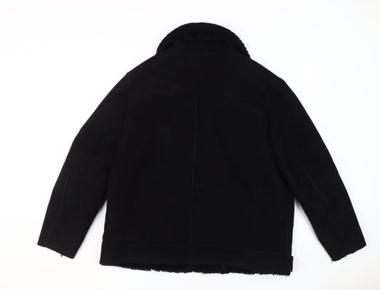 H&M Women's Black Motorcycle Jacket, Size 14