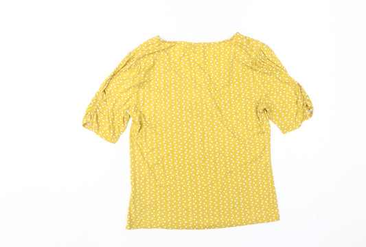 Khost Women's Yellow Polka Dot V-Neck T-Shirt Size 10