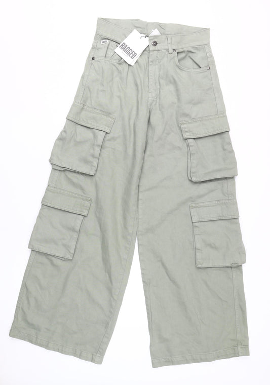 Ragged Women's Green Cargo Jeans, Size UK 0, New