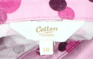Cotton Traders Women's Pink Polka Dot Button-Up Shirt Size 10