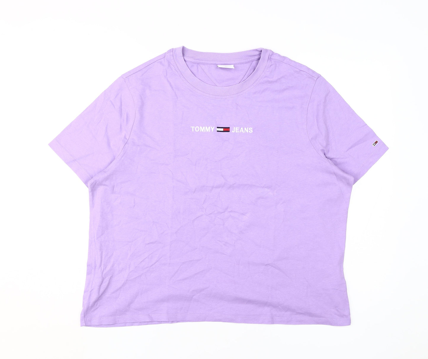 Tommy Jeans Women's Purple 2XL T-Shirt, Short Sleeve, Cotton
