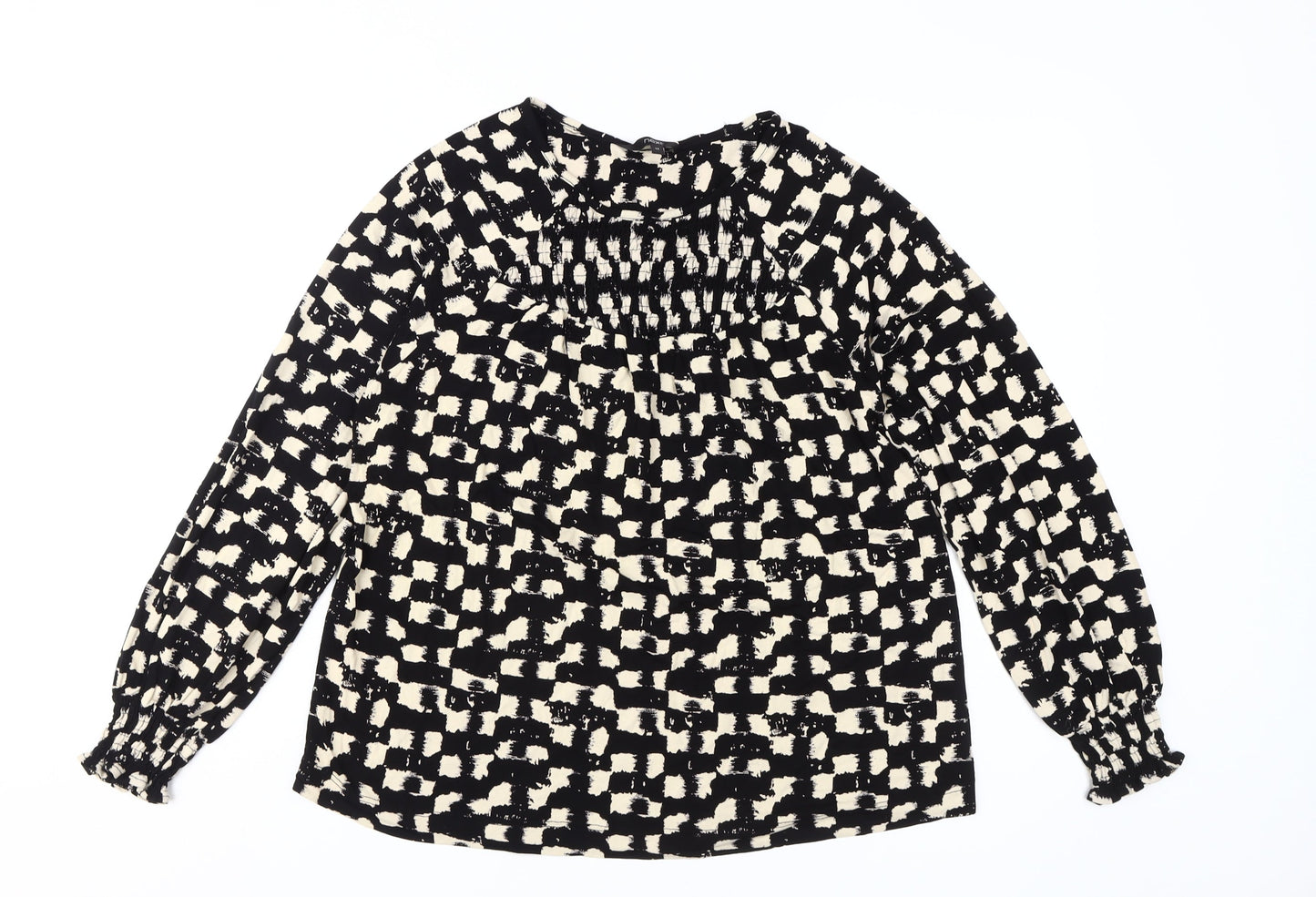 Next Women's Black Geometric Tunic Blouse Size 14