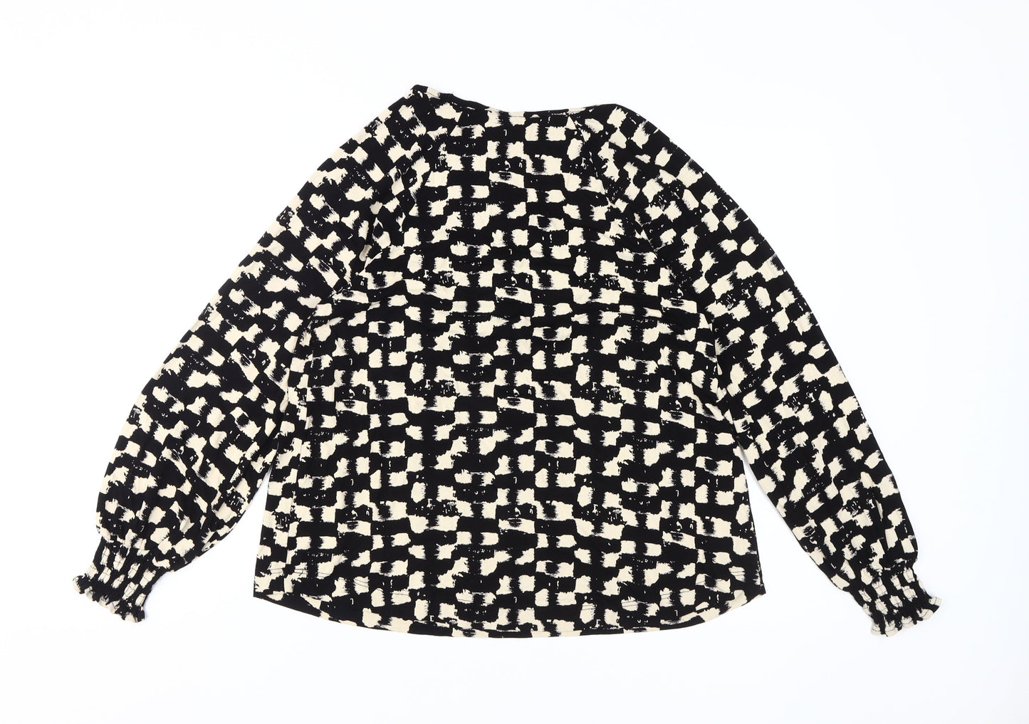 Next Women's Black Geometric Tunic Blouse Size 14