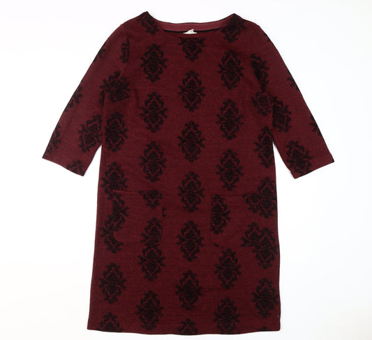 White Stuff Women's Red Geometric Shift Dress Size 14