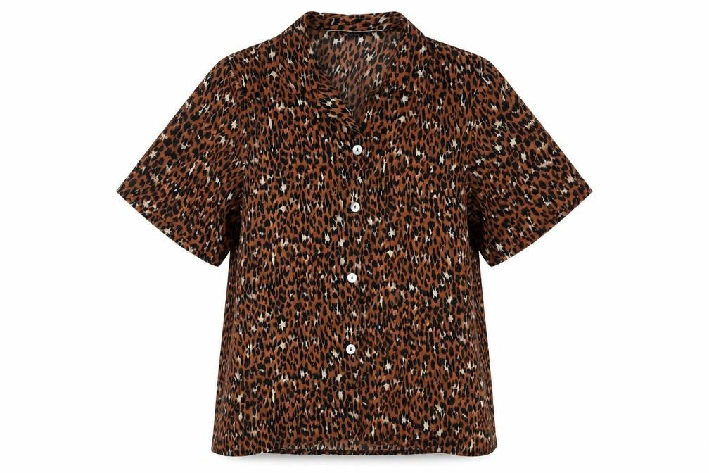 The Collection Women's Brown Animal Print Button-Up Shirt