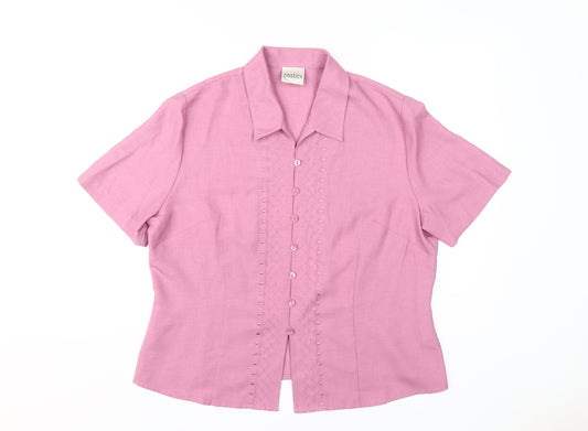 Eastex Women's Pink Button-Up Shirt Size 16