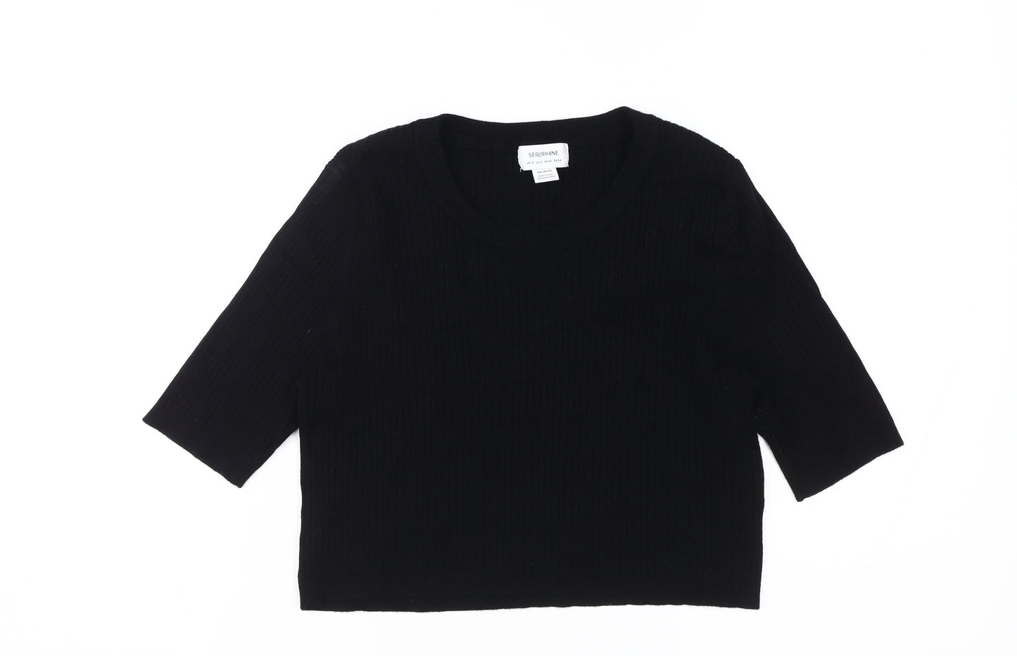Seraphine Women's Black Knit Top, Size 10, 3/4 Sleeve