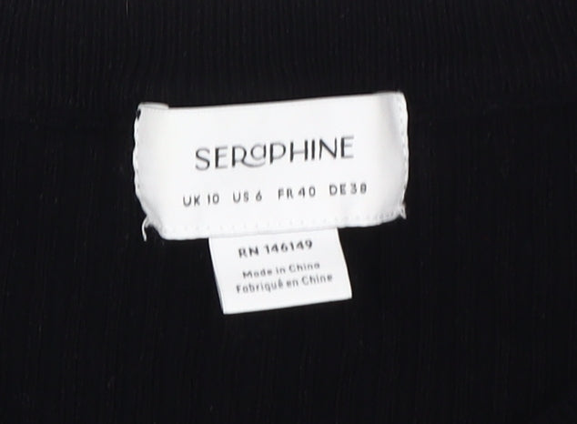 Seraphine Women's Black Knit Top, Size 10, 3/4 Sleeve