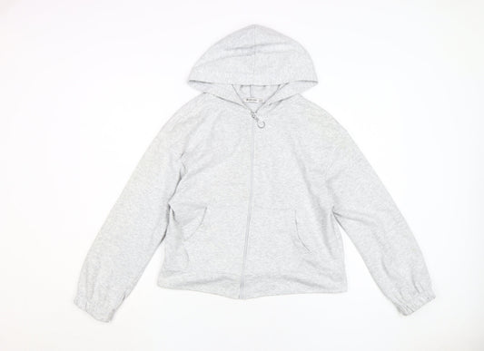 Stradivarius Women's Grey Full Zip Hoodie XS