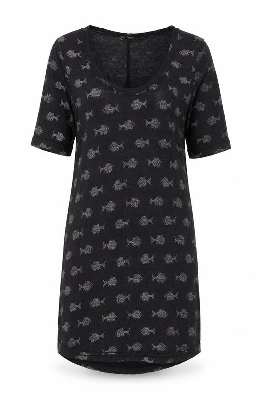 Womens UK Size 6 FatFace Black Linen T-Shirt