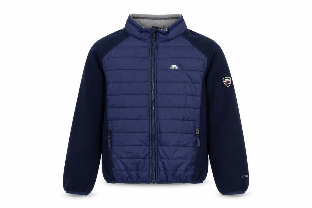 Front view of Trespass boys’ blue puffer jacket 11-12 years winter coat