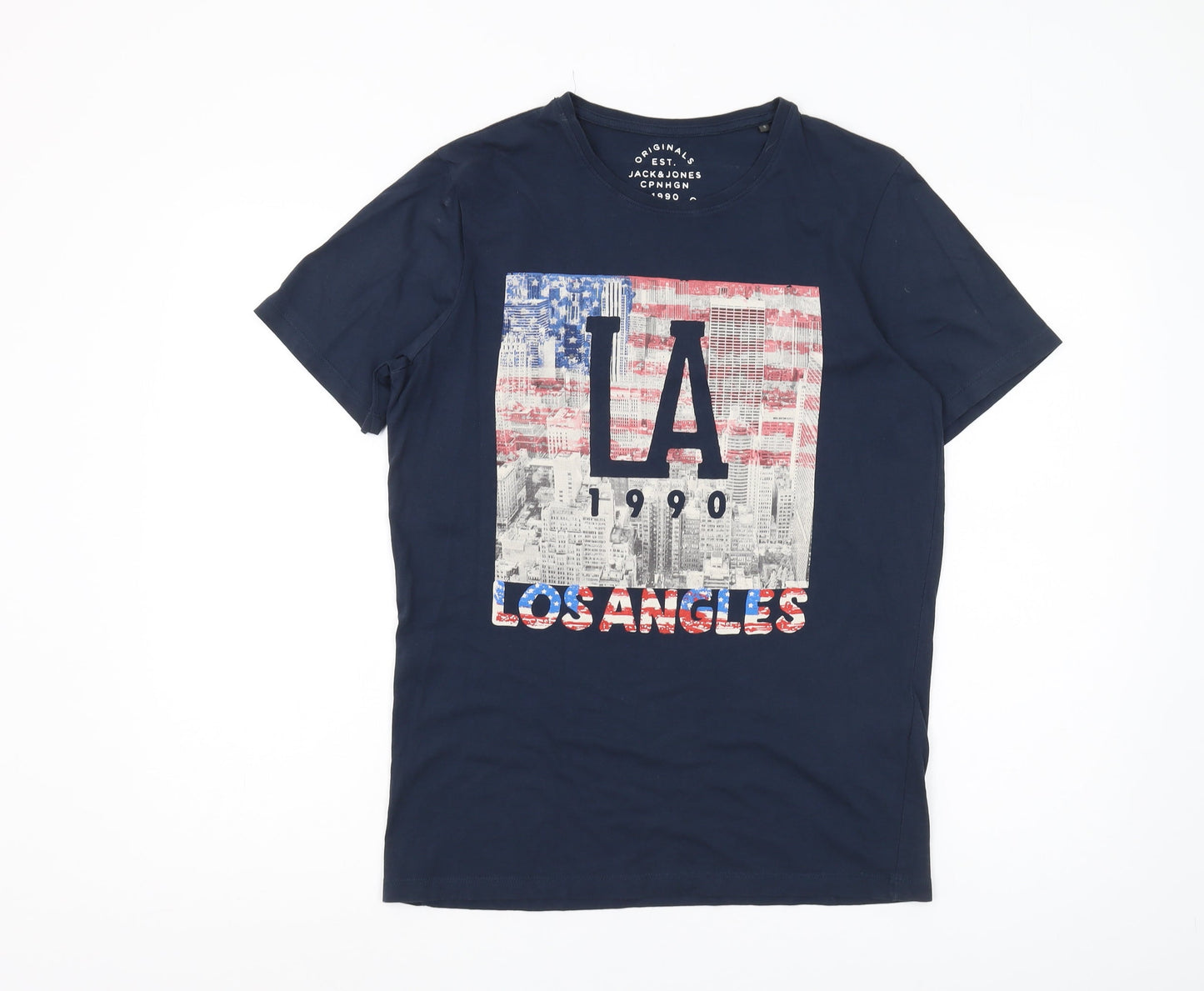 Jack & Jones Men's Blue Graphic Print T-Shirt S