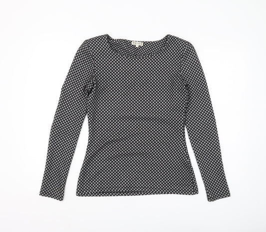 Reiss Women's Black Geometric Knit Top - Size S