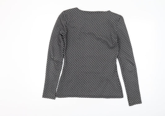 Reiss Women's Black Geometric Knit Top - Size S