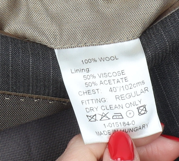 Daniel Hechter Men's Grey Striped 40 Blazer Jacket