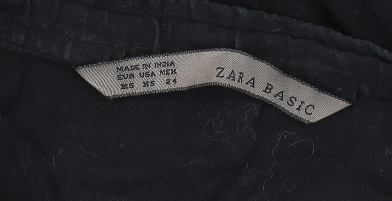 Zara Women's Black Embroidered Tunic Blouse XS