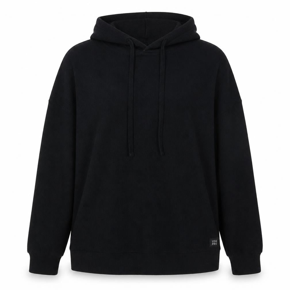Unisex Adults UK 10 Relaxed USA Pro Black Pullover Hoodie