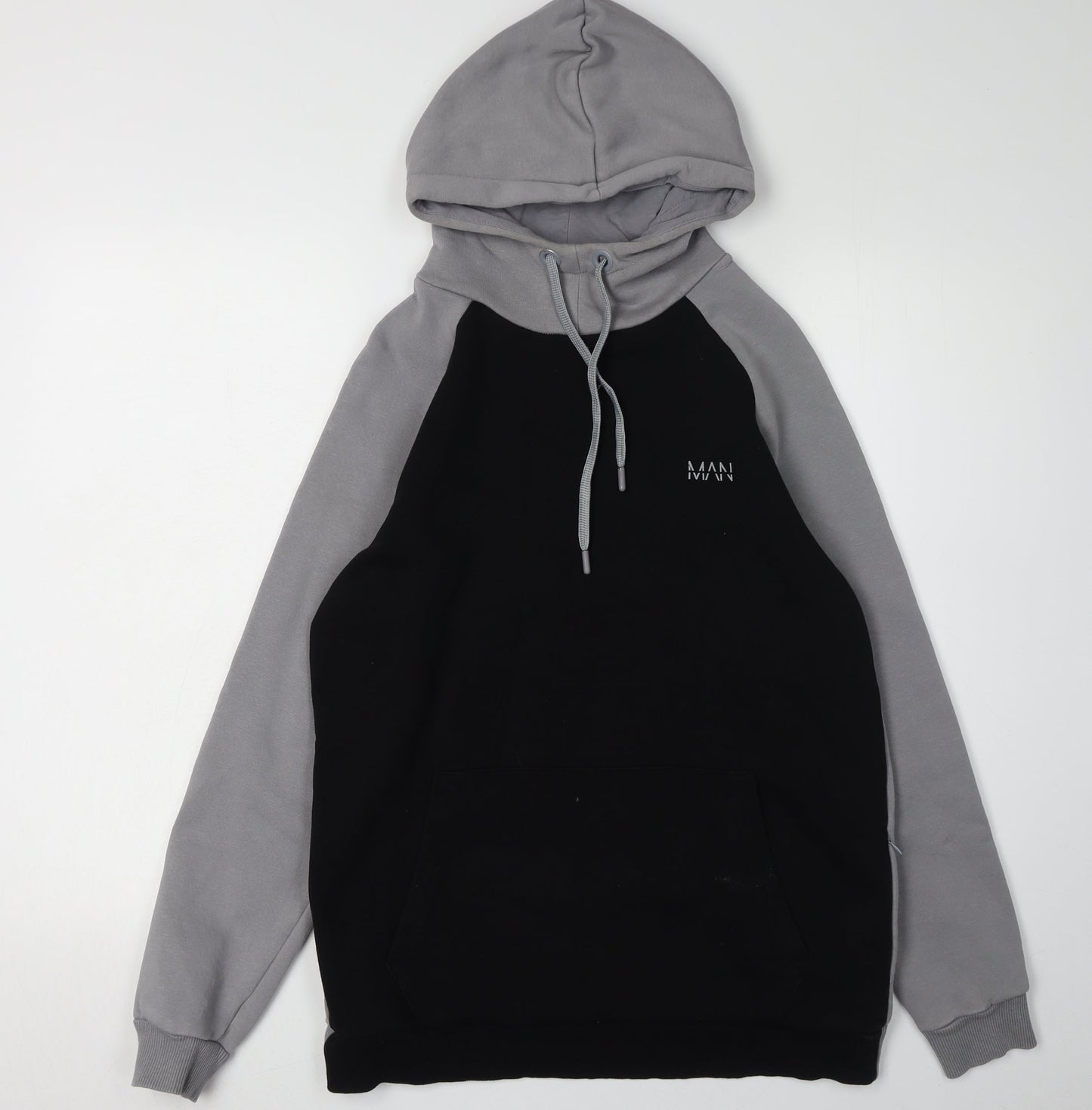 boohooMAN Men's Black Small Logo Pullover Hoodie