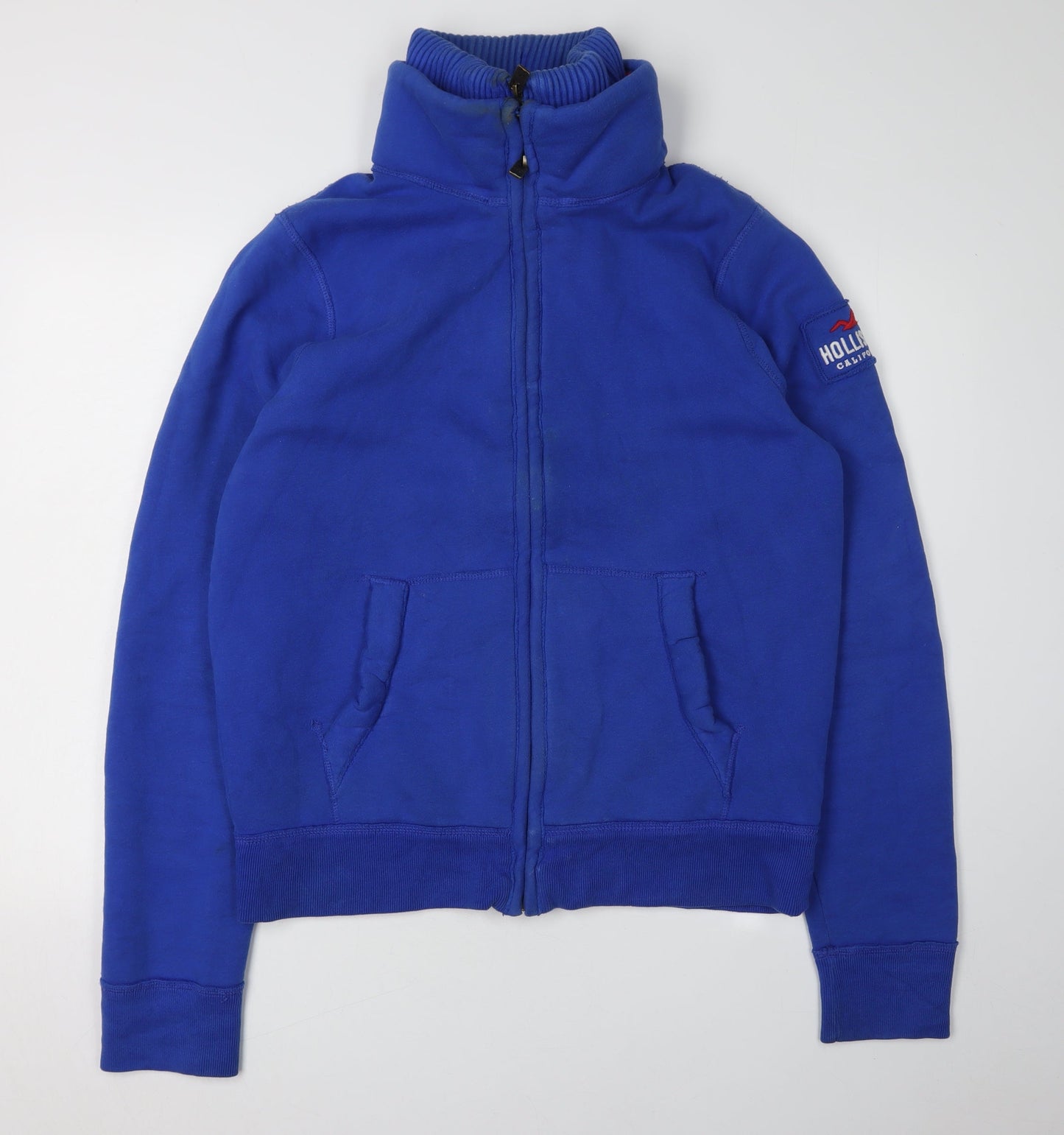 Hollister Men's Blue XL Full Zip Hoodie with Logo