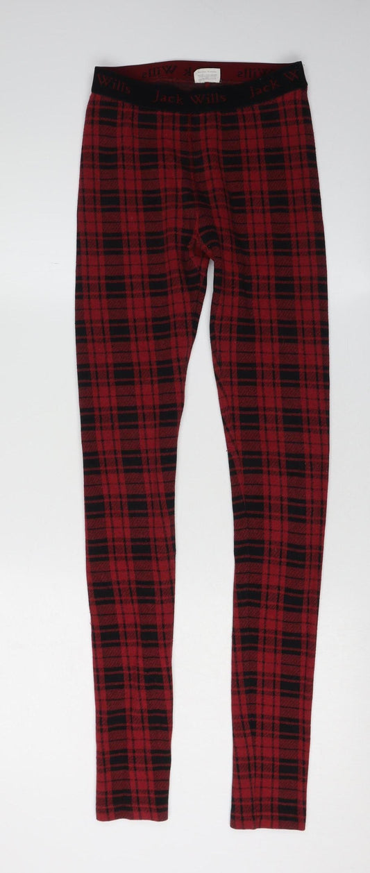 Jack Wills Women's Red Plaid Ankle Leggings Size 6