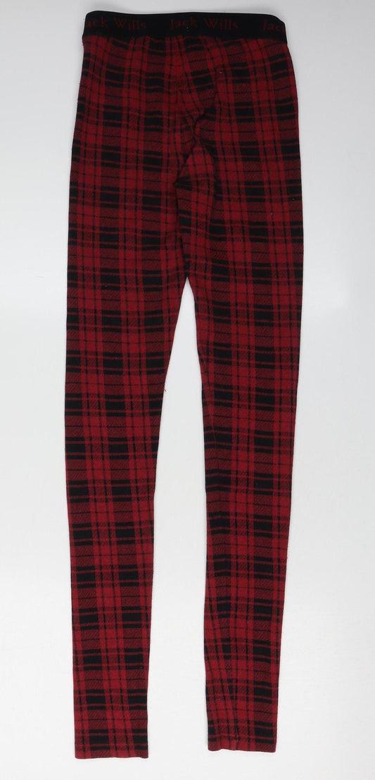Jack Wills Women's Red Plaid Ankle Leggings Size 6