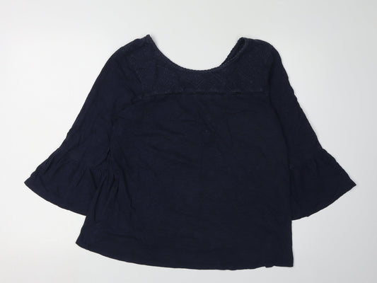 Fat Face Women's Blue Tunic Blouse, Size M, Flared Sleeves