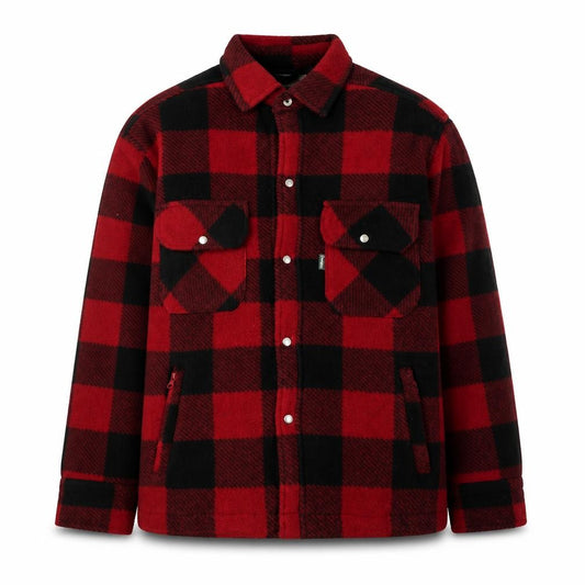 Champion Men's Red Black Checked Fleece Jacket S