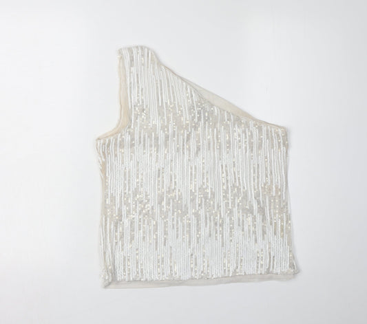 Mint Velvet Women's White Sequin One Shoulder Camisole