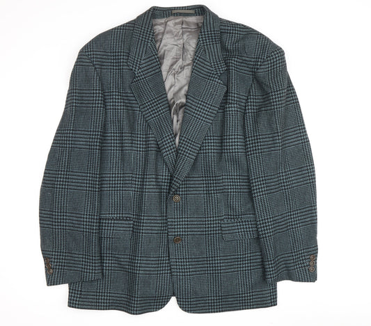 BOSS HUGO BOSS Men's Grey Plaid Cashmere Wool Blazer Size 44