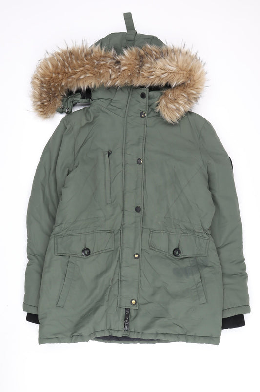 Superdry Women's Green Parka Coat Size 12