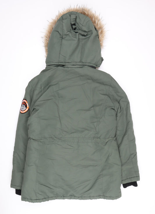 Superdry Women's Green Parka Coat Size 12