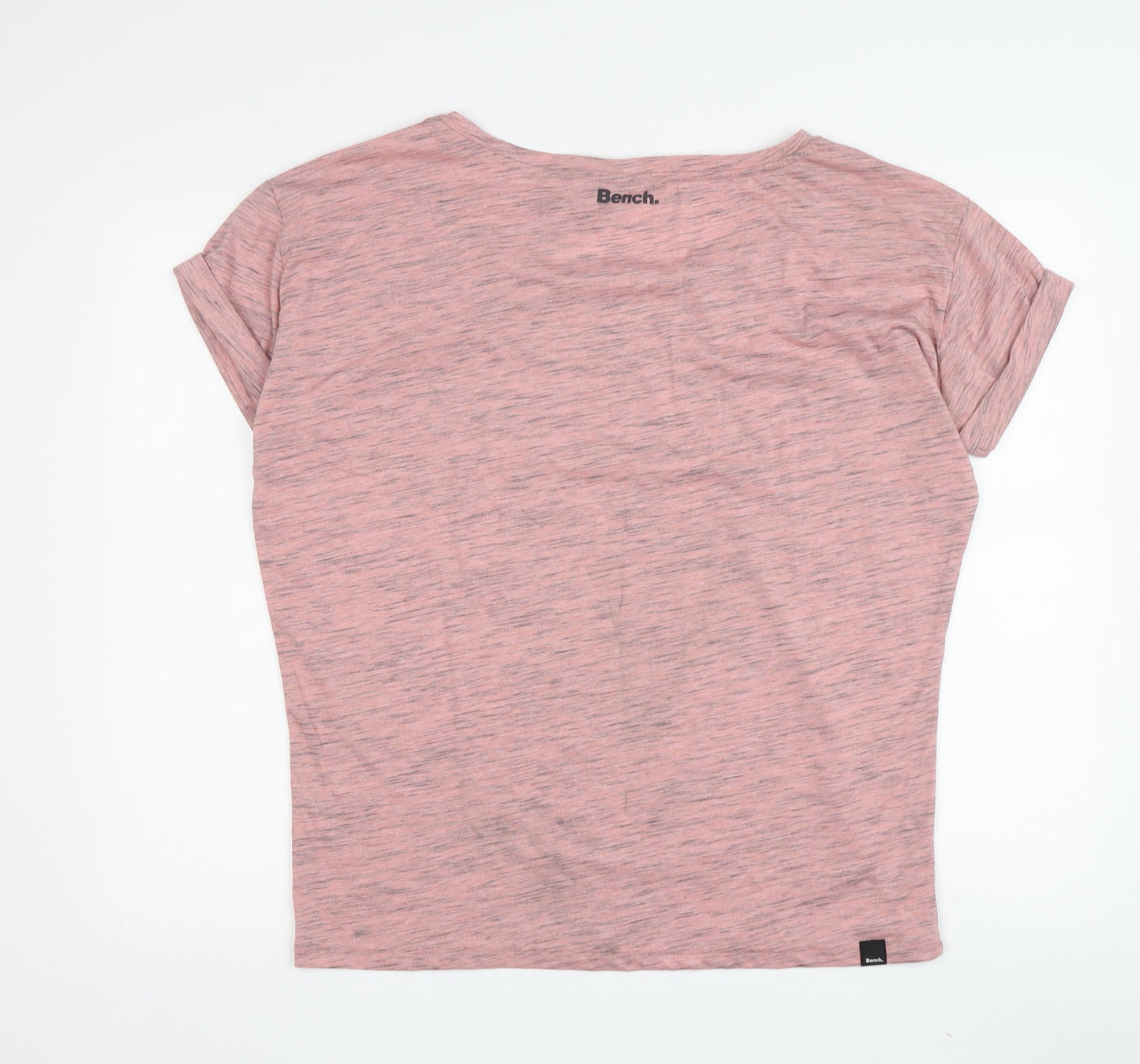 Bench Women's Pink T-Shirt, L, Basic Round Neck