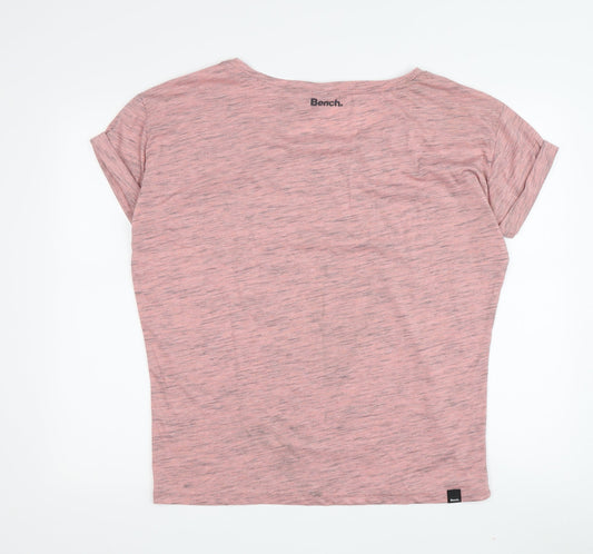Bench Women's Pink T-Shirt, L, Basic Round Neck